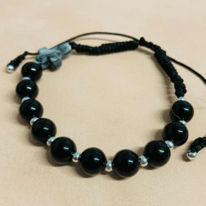 różaniec bransoletka, kamień syntetyczny, kolor czarny